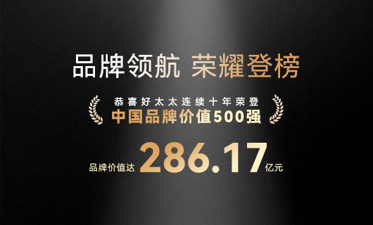連續(xù)10年！好太太蟬聯(lián)“中國品牌價值500強”，品牌價值286.17億元